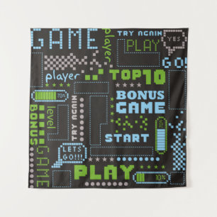 naadloos abstract patroon in pixelspelstijl. Wit Wandkleed