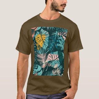 Naadloos abstract patroon met tropische planten t-shirt