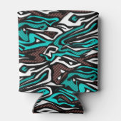 Naadloos abstract zebra leer modern blauw b blikjeskoeler (Achterkant)