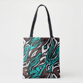 Naadloos abstract zebra leer modern blauw b draagtas (Voorkant)