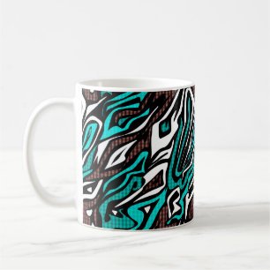 Naadloos abstract zebra leer modern blauw b koffiemok