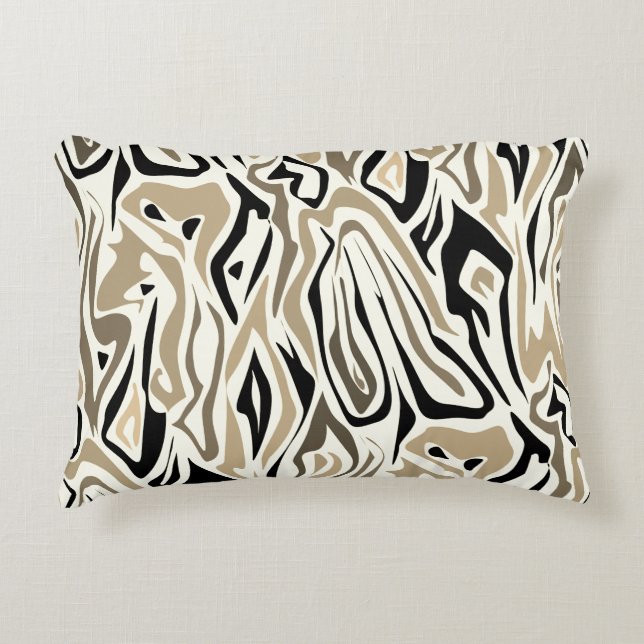 Naadloos abstract zebra leer modern zwart accent kussen (Voorkant)