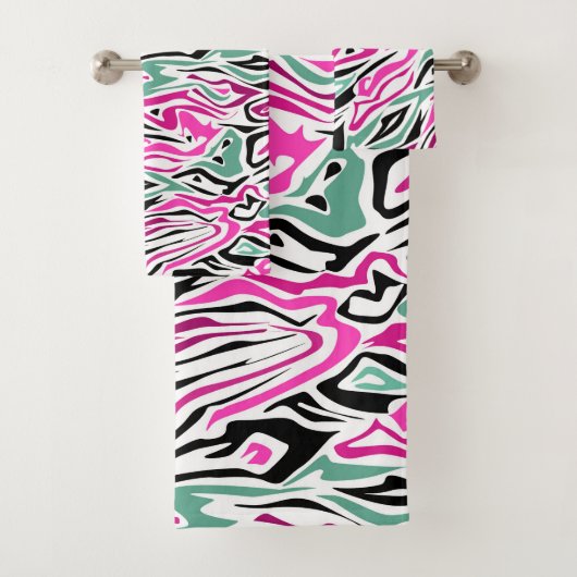 Naadloos abstract zebra leer modern zwart bad handdoek (Insitu)