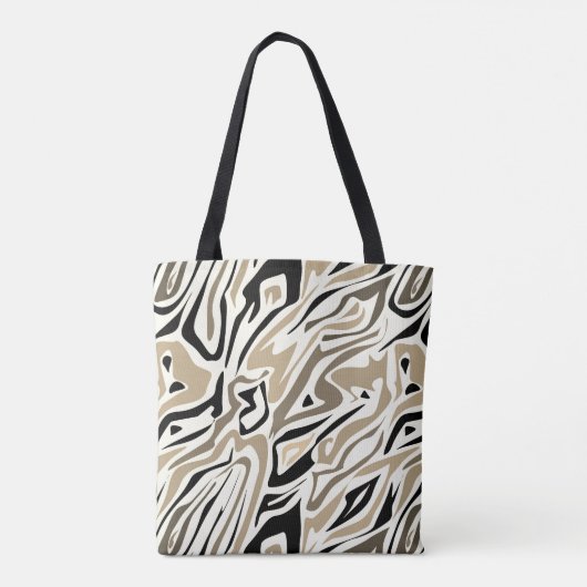 Naadloos abstract zebra leer modern zwart draagtas (Achterkant)