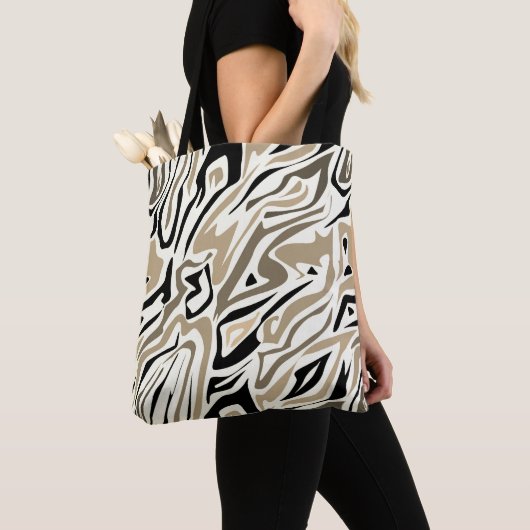 Naadloos abstract zebra leer modern zwart draagtas (Dichtbij)