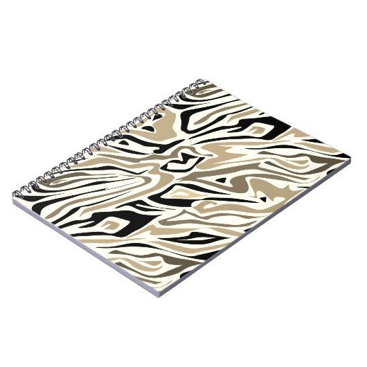 Naadloos abstract zebra leer modern zwart notitieboek (Linkerzijde)