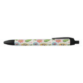 Naadloos achtergrondontwerp met kleurrijke bloemen zwarte inkt pen (Bovenkant)
