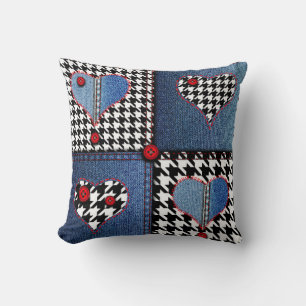 Naadloos achtergrondpatroon. Patchwork van denim f Kussen