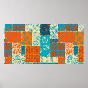 Naadloos achtergrondpatroon. Patchworkpatroon in Poster