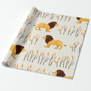 Naadloos Afrikaans patroon met schattige leeuw.  Cadeaupapier