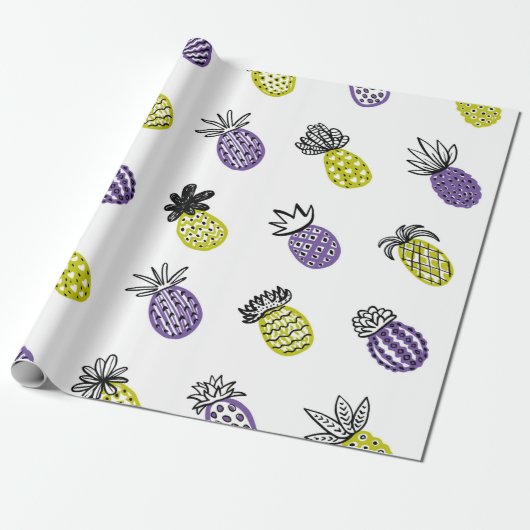 Naadloos anananassenpatroon cadeaupapier (Uitgerold)