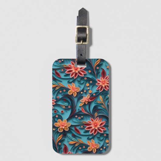 Naadloos Bagagelabel floreel papieren patroon (Voorkant (verticaal))