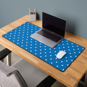 Naadloos blauw achtergrond polka stippenpatroon bureaumat