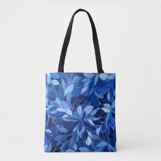Naadloos Blauw Bloempatroon Draagtas (Voorkant)