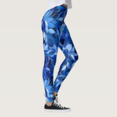 Naadloos Blauw Bloempatroon Leggings (Rechts)