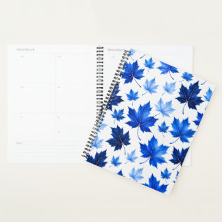 Naadloos Blauw Esdorenblad Patroon - Hoge Resoluti Planner