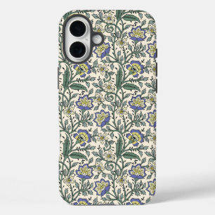 Naadloos blauw, geel en wit bloempatroon iPhone 16 plus hoesje