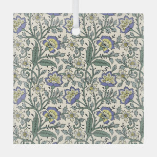 Naadloos blauw, geel en wit bloempatroon glas ornament