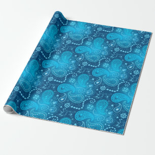 Naadloos blauw paisleypatroon. Elegant stijl Cadeaupapier