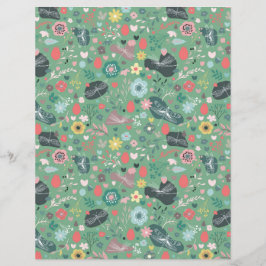 Naadloos bloem- en libellenpatroon op groen