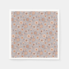 Naadloos Bloemenpatroon grijs Servet