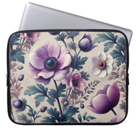 Naadloos bloemmotief met mooie anemoon laptop sleeve