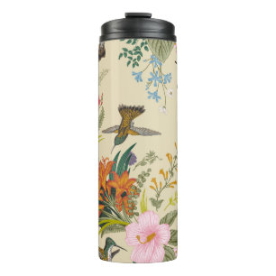 naadloos bloempatroon. Exotic fl Thermosbeker