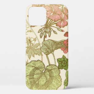 Naadloos bloempatroon. Groene bladeren, roze kieze iPhone 12 Hoesje
