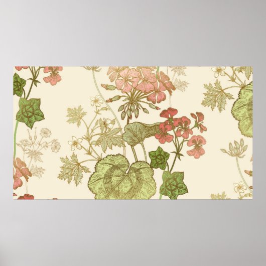 Naadloos bloempatroon. Groene bladeren, roze kieze Poster (Voorkant)
