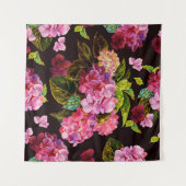 Naadloos bloempatroon. Hydrangea op een donker Wandkleed (Voorkant (horizontaal))