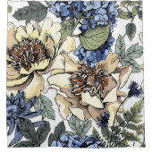 Naadloos bloempatroon. Hydrangea, Peony, wildf Douchegordijn (Voorkant)