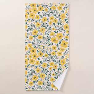 Naadloos bloempatroon, kleine gele bloemen. Wh Badhanddoek