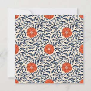 Naadloos bloempatroon met levendig oranje bloem bedankkaart
