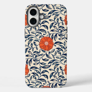 Naadloos bloempatroon met levendig oranje bloem iPhone 16 plus hoesje