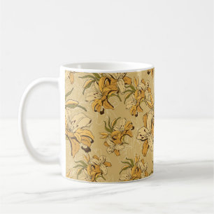 naadloos bloempatroon met retro-bloemen koffiemok