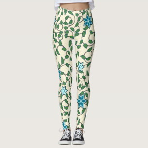 Naadloos bloempatroon op beige achtergrond leggings