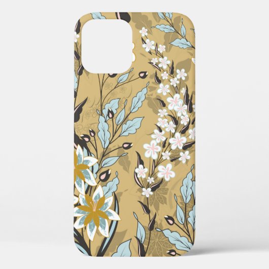  naadloos bloempatroon op een zwarte achtergrond Case-Mate iPhone case (Achterkant)