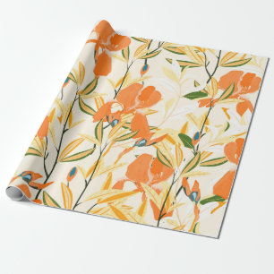 Naadloos bloempatroon. Oranje iris van de regeling Cadeaupapier