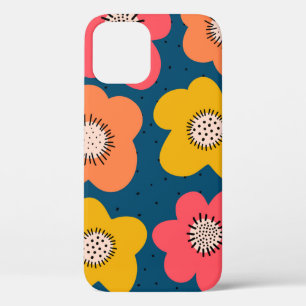 Naadloos bloempatroon. Vette floralen Scandinavian iPhone 12 Hoesje