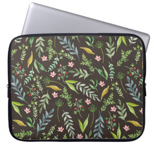 Naadloos bloempatroon. Waterverf hand getrokken Laptop Sleeve