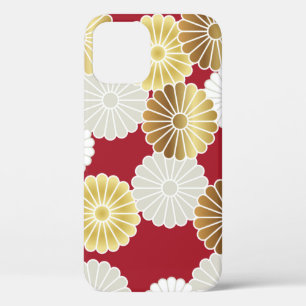 Naadloos chrysanthemumpatroon in de Japanse tra iPhone 12 Hoesje
