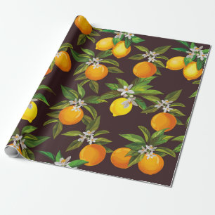 Naadloos citruspatroon. met de hand getrokken wal cadeaupapier
