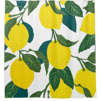 Naadloos citruspatroon.  met de hand getrokken wal douchegordijn