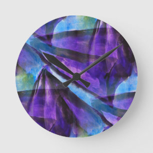 naadloos cubisme paars, blauw abstract kunstwerk ronde klok