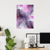 naadloos cubisme paarse abstracte kunst poster (Thuiskantoor)