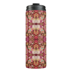 Naadloos decoratief chaotisch bloempatroon thermosbeker