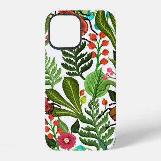Naadloos decoratief patroon met planten en insect iPhone 12 hoesje
