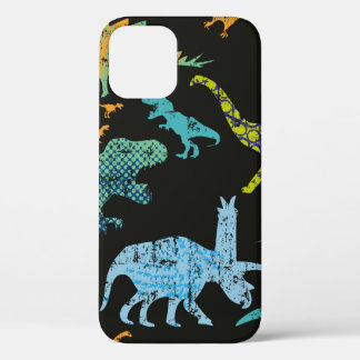 Naadloos dinopatroon. Oorspronkelijk ontwerp met t iPhone 12 Hoesje