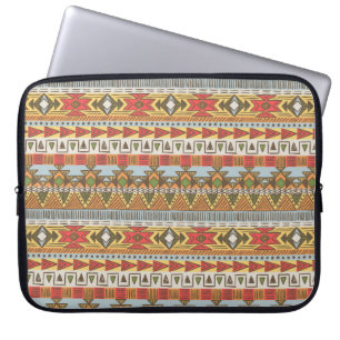 Naadloos etnisch patroon in heldere kleuren laptop sleeve