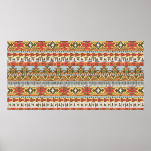 Naadloos etnisch patroon in heldere kleuren poster